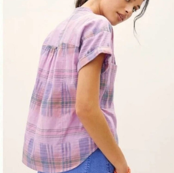 Anthropologie Pilcro Hannah Surfer Blouse Purple Motif SzS - Picture 2 of 9